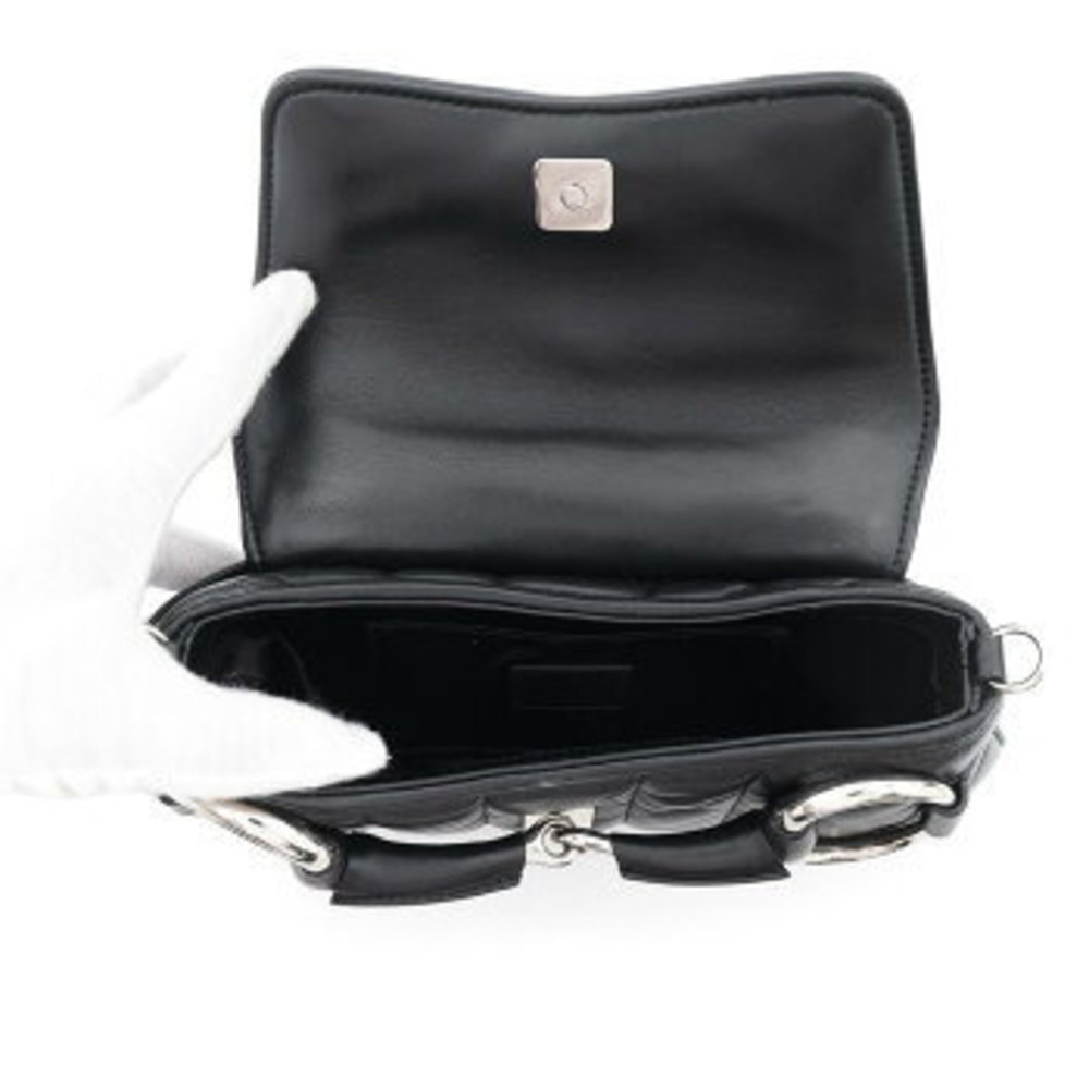 Gucci Horsebit Leather Handbag Chain Bag Black - Picture 6 of 8